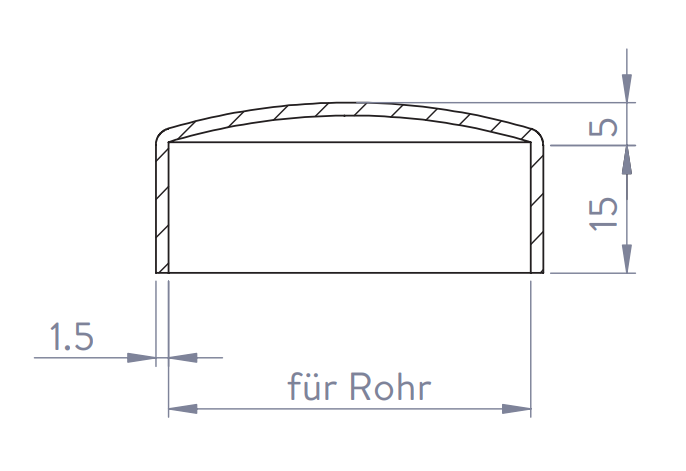 Edelstahl Endkappe gewölbt, hohl/gegossen, zum Aufstecken, V2A / V4A