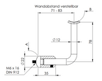Zeichnung Querstabhalter mit Bügel und Handlaufanschlussplatte
