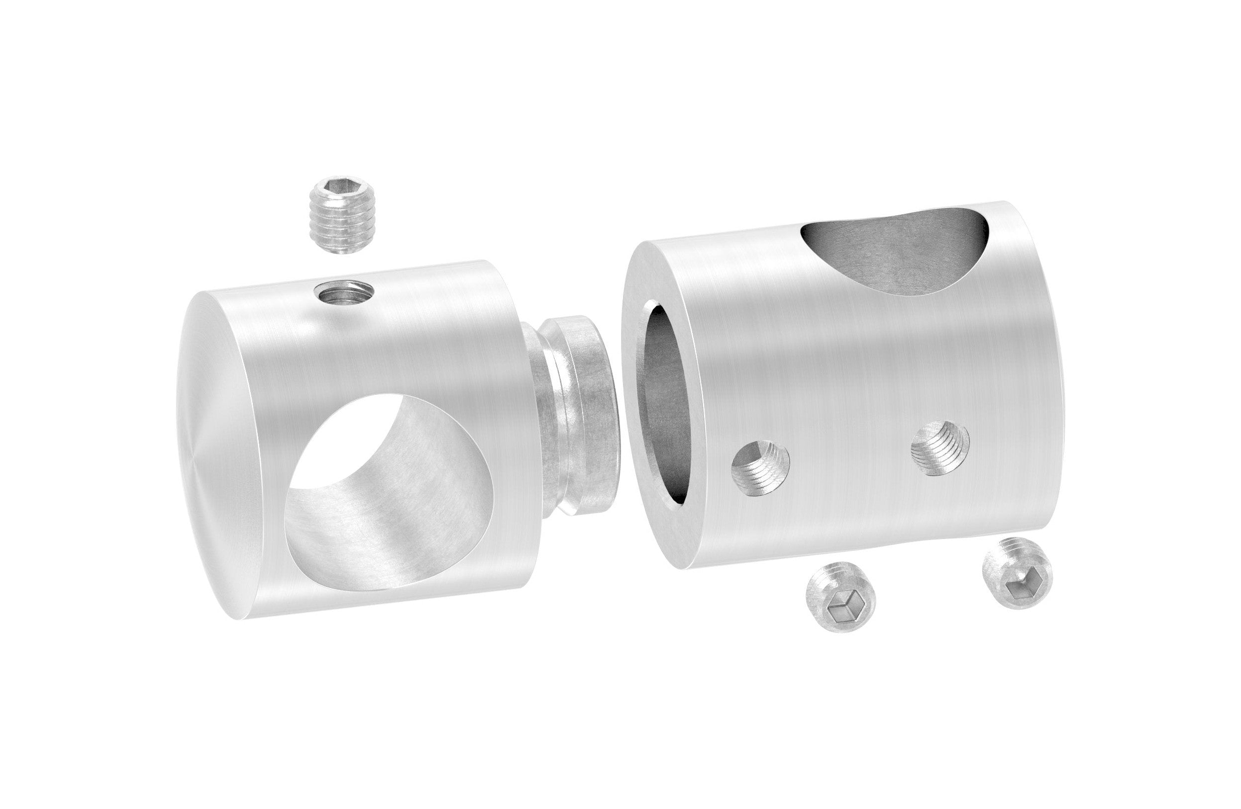 Doppelquerstabhalter ∅ 25 mm, mit 2 Bohrungen, zum Befestigen von Füllstäben, V2A