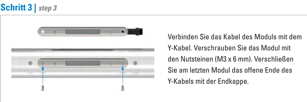 Edelstahl Handlauf mit Aussparungen für LED-Lichtmodule, V2A