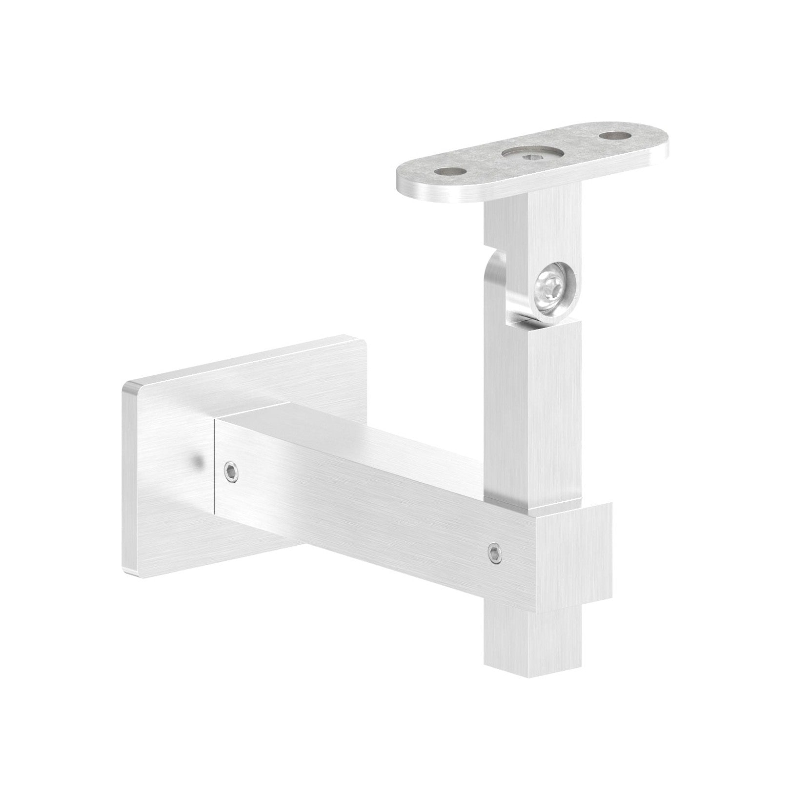 höhenverstellbarer Handlaufhalter mit Innengewinde, Gelenk und Halteplatte, V2A