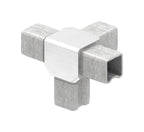 Edelstahl T-Eckverbinder 90° für Quadratrohre, 4 gleiche Abgänge, zum Stecken, V4A