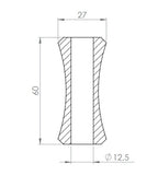 Zierhülse aus Stahl, 60 x 27 mm, mit Durchgangsbohrung