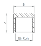 Edelstahl Endkappe flach, Vollmaterial, für Vierkantrohr, zum Kleben, V2A