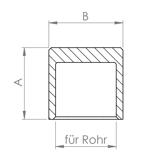 Edelstahl Endkappe flach, Vollmaterial, für Vierkantrohr, zum Kleben, V2A
