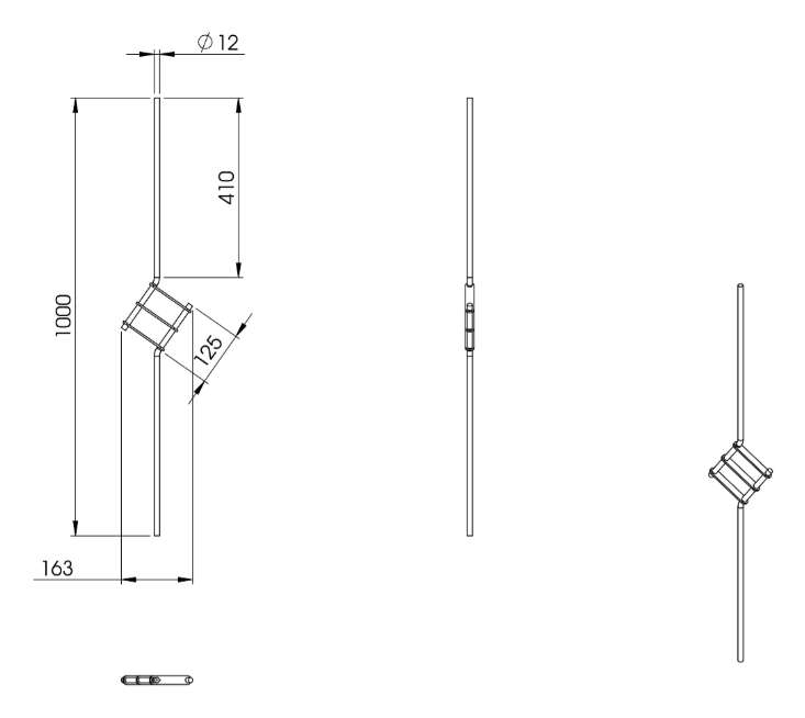 Designstab, Länge 1000 mm, V2A