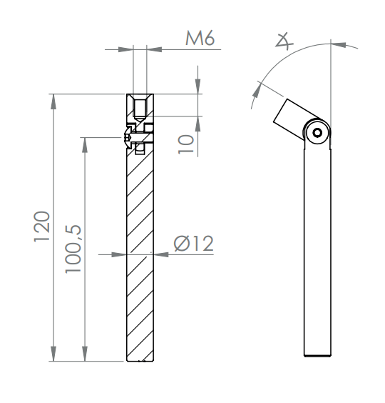 Gelenkstift zum Anschweißen, Ø 12mm, mit Innengewinde M6, V2A