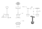 Zeichnung Handlaufstütze für Rohr Ø 42,4 x 2,5 mm, Stift Ø 12 mm, Handlaufanschlussplatte für Rohr Ø 42,4