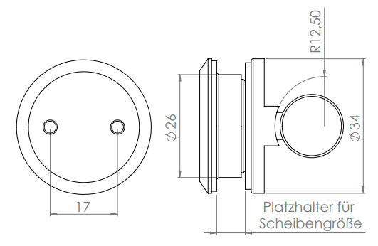 Wandhalter für Laufschiene an Glaswänden, für Glasschiebetürsystem, V2A