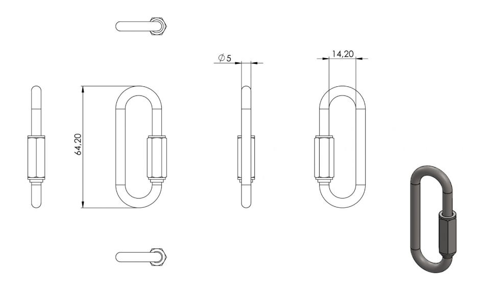 Zeichnung Schraubverbinder lang Ø 5 mm