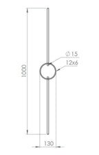 Designstab mit flachem Edelstahlring, Länge 1000 mm, V2A