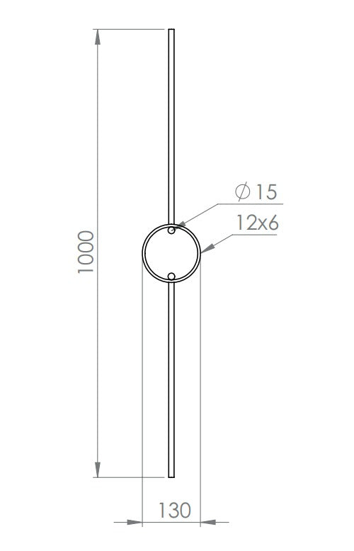 Designstab mit flachem Edelstahlring, Länge 1000 mm, V2A