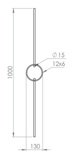 Designstab mit flachem Edelstahlring, Länge 1000 mm, V2A