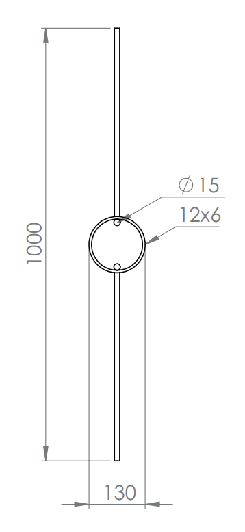 Designstab mit flachem Edelstahlring, Länge 1000 mm, V2A