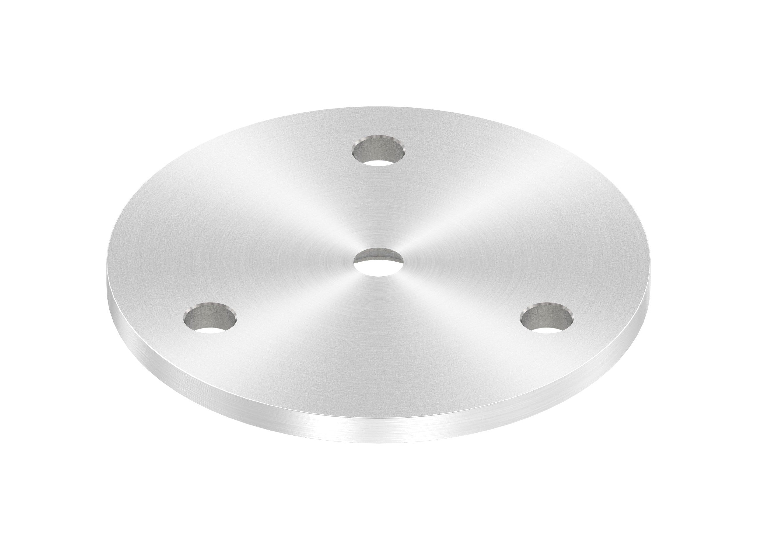Edelstahl Ronde für Handlaufhalter, ohne Fase, Mittelbohrung und 3 Bohrungen, Rundschliff, V2A