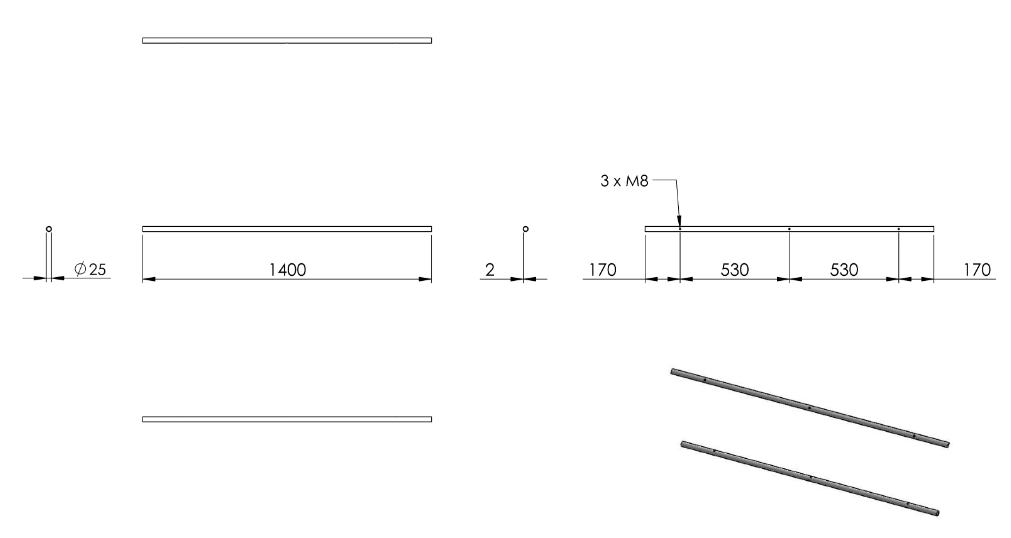 Zeichnung Laufschiene 1400 mm