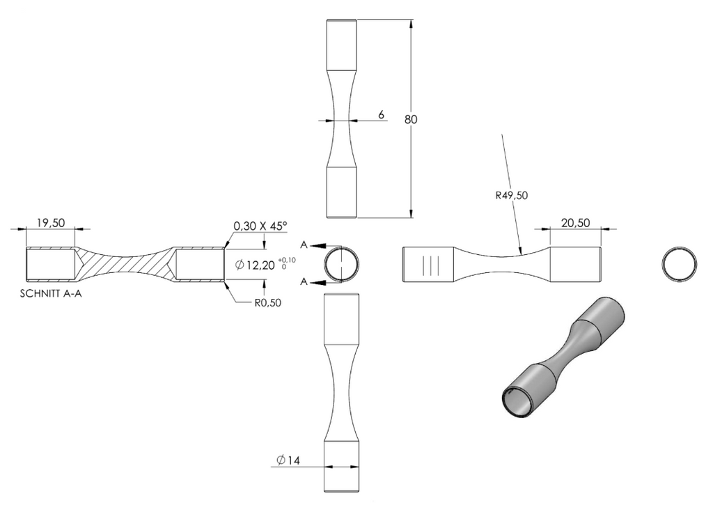 Zeichnung Stabverbinder für Rundstäbe mit  Ø 12 mm