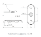Handlaufanschlussplatte flach / für Rohr, zum Verschrauben, gesenkt für M6, V2A