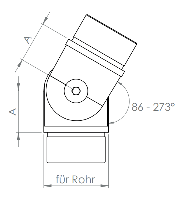 Edelstahl Gelenkstück, zum Einstecken ins Rohr, V2A / V4A