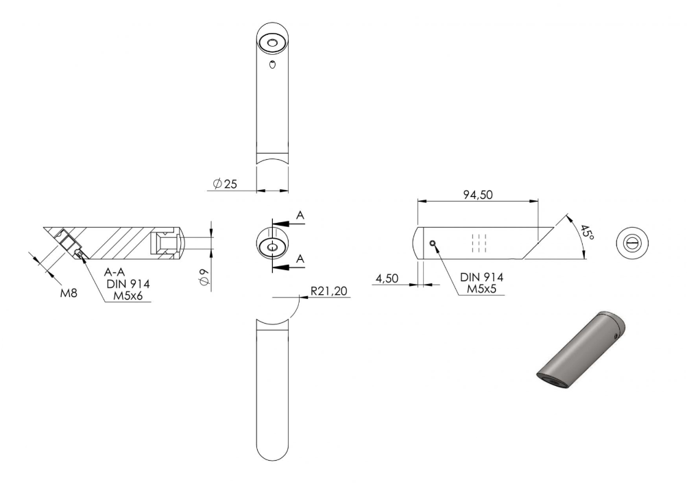 Zeichnung Rohrabstandshalter mit Anschluss für Rohr Ø 42,4 mm