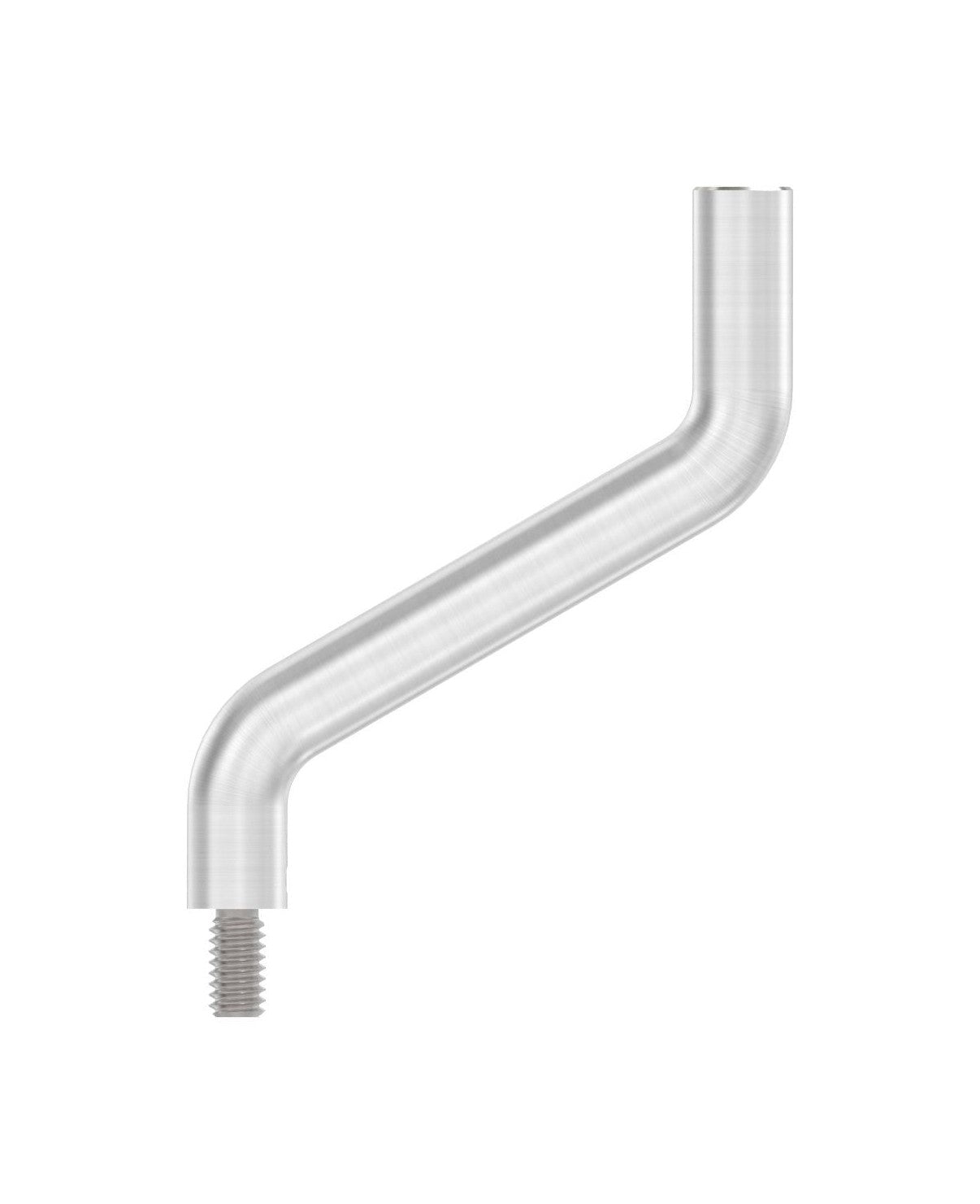 Bügel Edelstahl 2 x 30° gebogen, 360° drehbar,1 x Außengewinde, 1 x flach zum Anschweißen, V2A