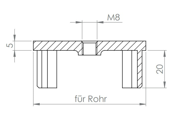 Edelstahl Rohrabschlussstopfen rechteckig, hohl / gegossen, mit Innengewinde zum Einkleben, V2A/V4A