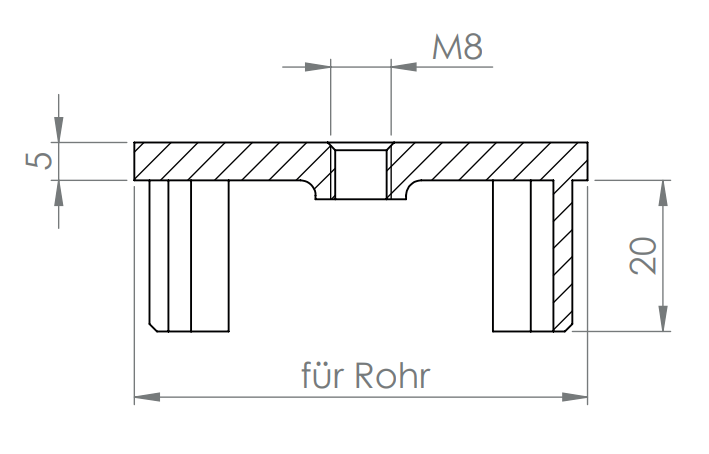 Edelstahl Rohrabschlussstopfen rechteckig, hohl / gegossen, mit Innengewinde zum Einkleben, V2A/V4A
