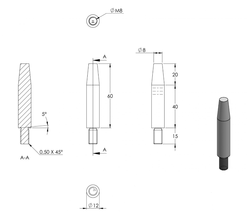 Zeichnung Stift Länge 60 mm