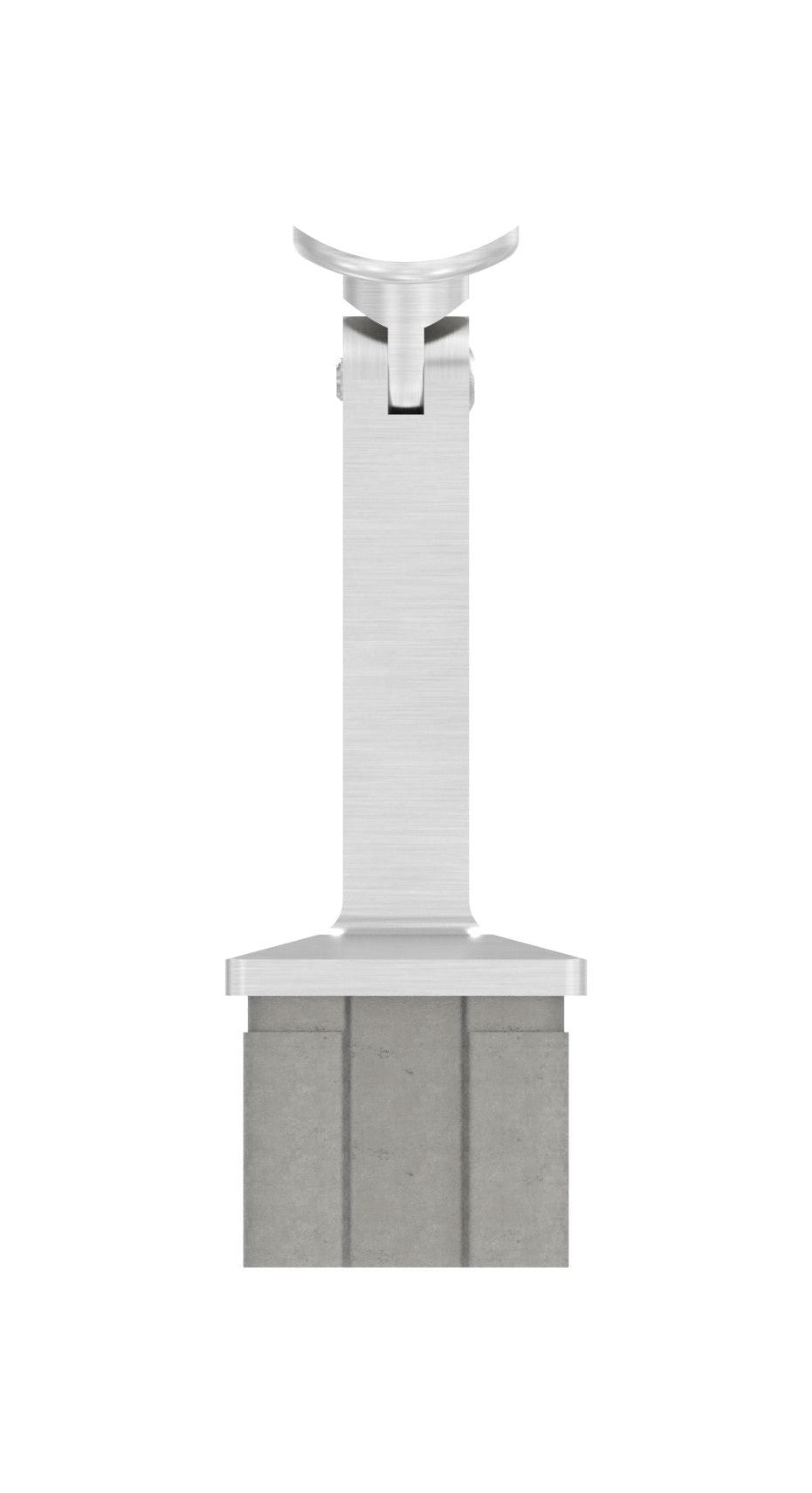 Handlaufstütze aus einem Stück, für Quadratrohr, mit Gelenk und Handlaufanschlussplatte, V2A