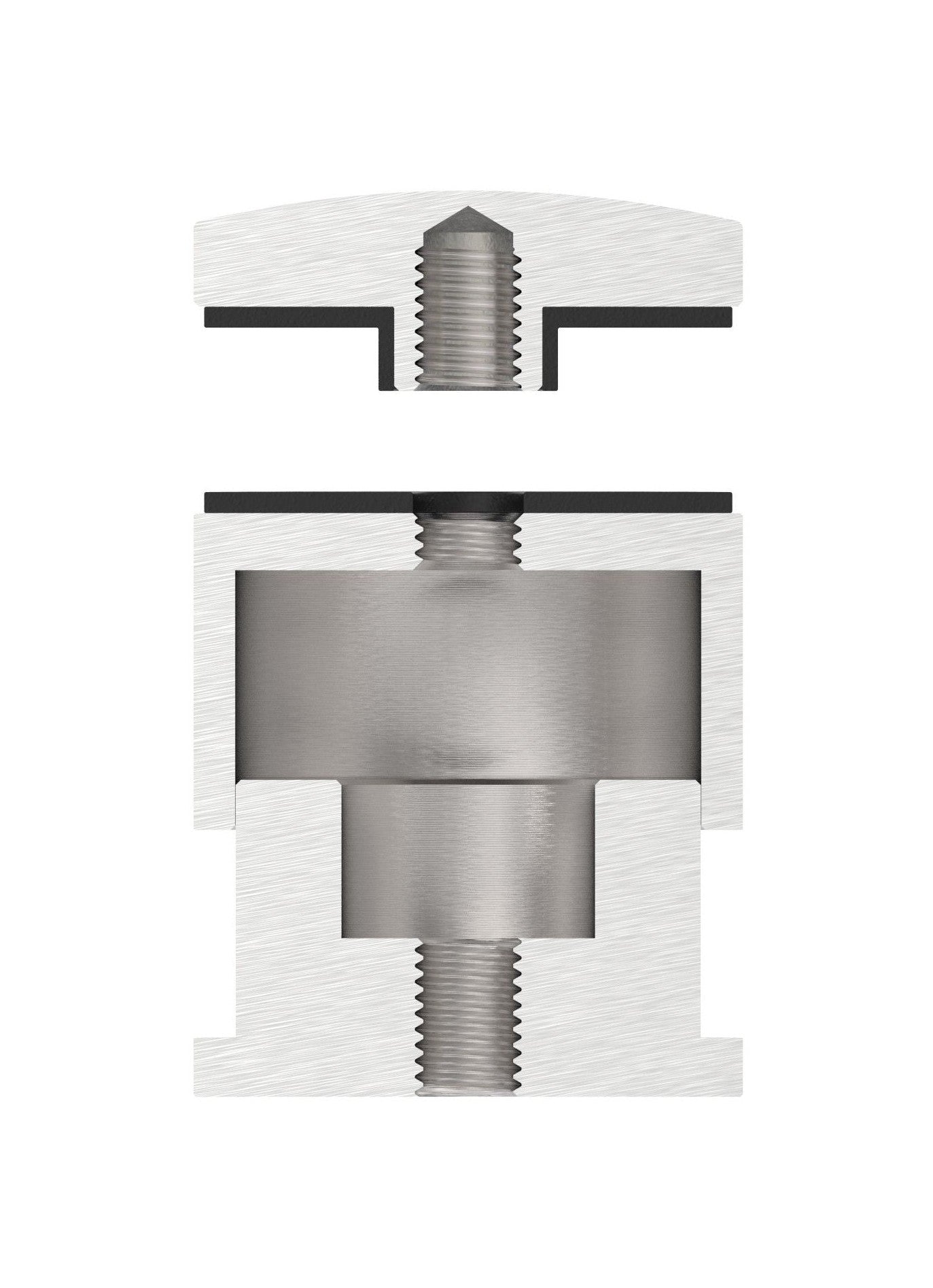 Glaspunkthalter Ø 52 mm, Klemmbereich 6.0 - 25.25 mm, verstellbarer Wandabstand 35 - 55 mm, V2A