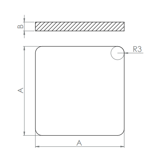 Edelstahl Flachkappe für Quadratrohre, Vollmaterial, zum Aufschweißen, V2A / V4A
