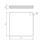 Edelstahl Flachkappe für Quadratrohre, Vollmaterial, zum Aufschweißen, V2A / V4A
