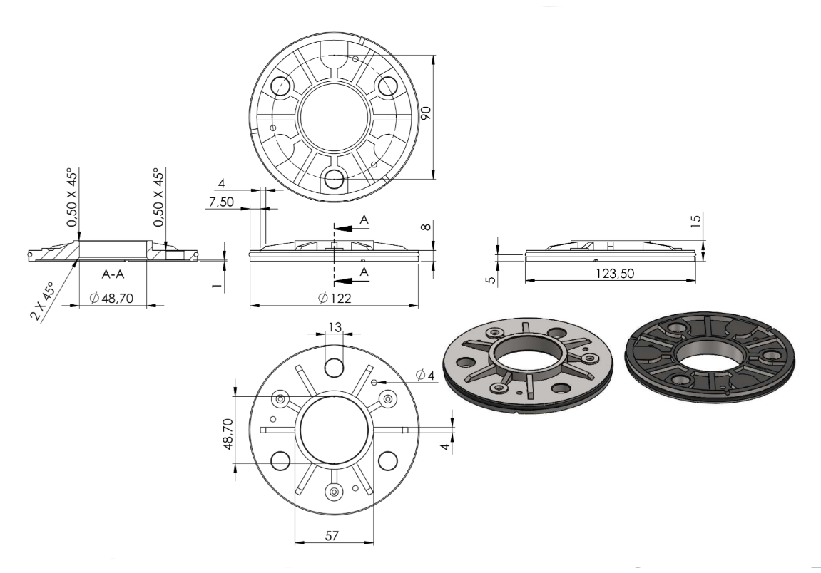 Zeichnung Ankerplatte Ø 123,5 x 8 mm