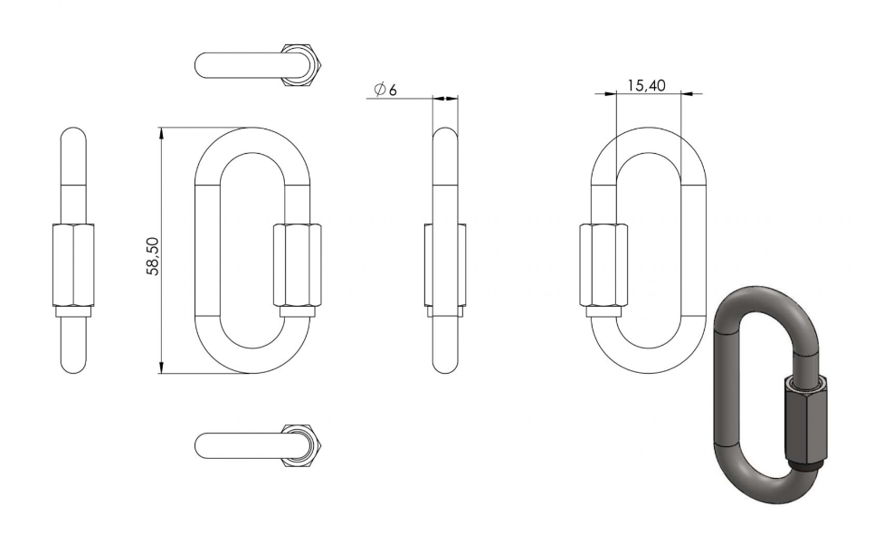 Zeichnung Schraubverbinder kurz Ø 6 mm