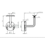 Handlaufhalter mit Cliprosette und Anschlussplatte, zum Anschrauben des Handlaufs, V2A