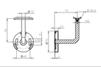 Handlaufhalter mit Cliprosette und Anschlussplatte, zum Anschrauben des Handlaufs, V2A