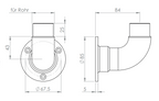 Edelstahl Wandhalter 90° für Rundrohre, abgerundete Form, zum Einstecken ins Rohr, V2A