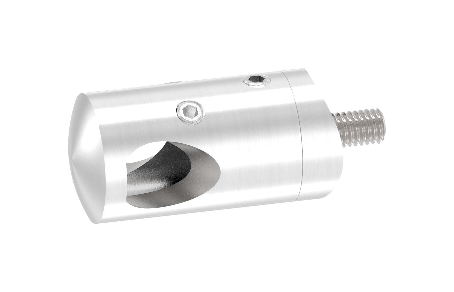 Querstabhalter Ø 22 mm, für 90° Außenecke, mit Durchgangsbohrung, V2A / V4A