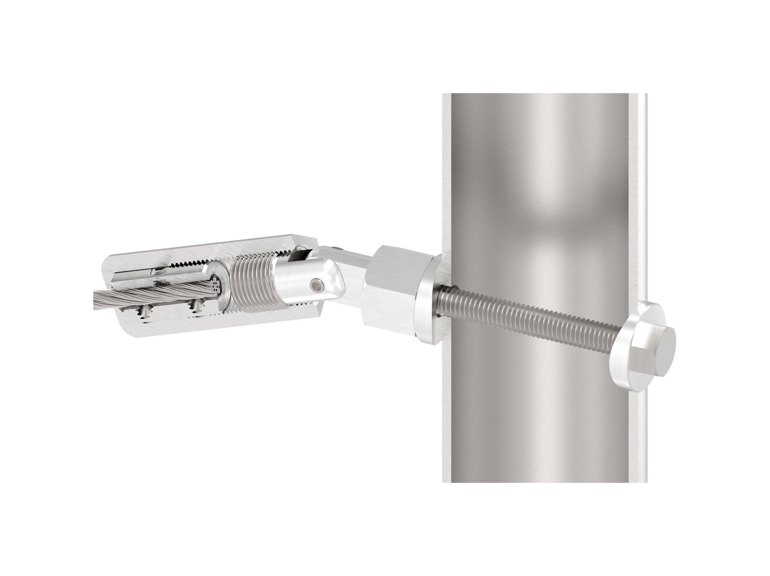 Gewindeterminal zur Selbstmontage, mit Gelenk, für Pfosten 42,4 mm, V2A