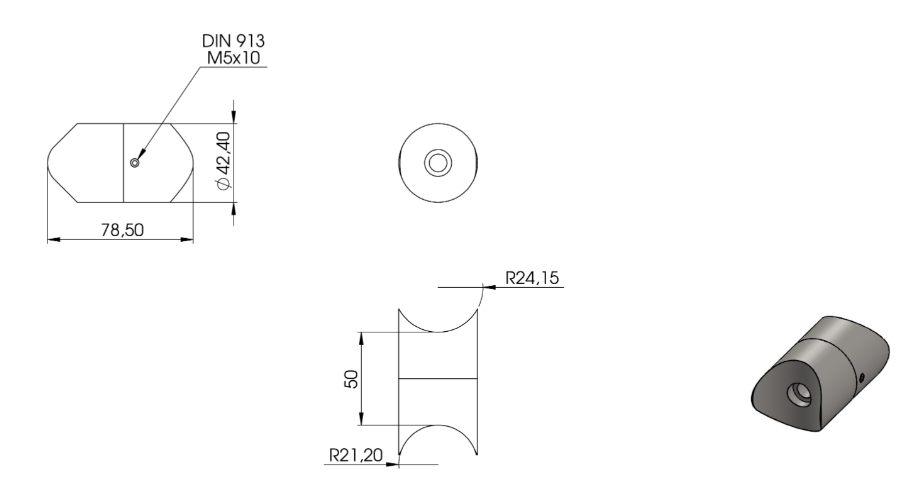 Zeichnung Rohrverbindungsstück für Rohr Ø 42,4 mm und Ø 48,3 mm