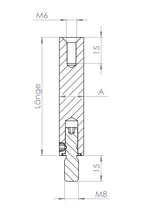Stift Edelstahl, quadratisch, drehbar 360°, 1 x Außengewinde, 1 x Innengewinde, V2A