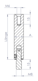 Stift Edelstahl, quadratisch, drehbar 360°, 1 x Außengewinde, 1 x Innengewinde, V2A