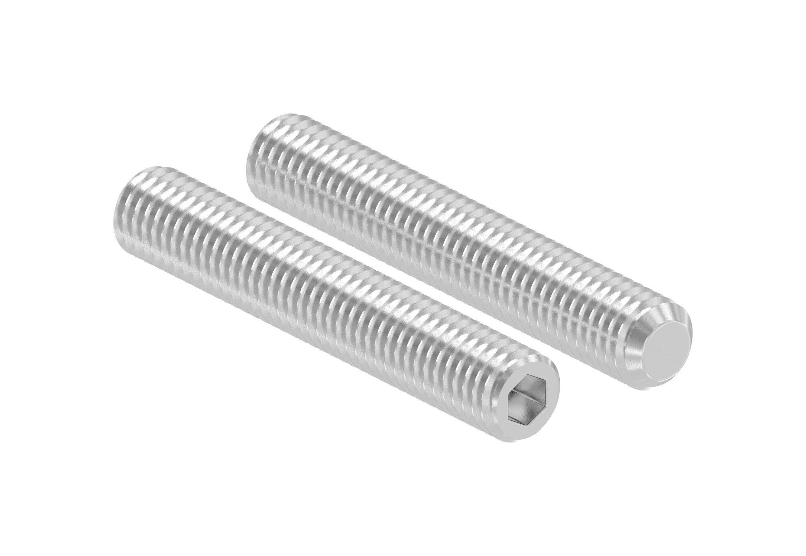Gewindestift mit Kegelkuppe, flacher Kopf, mit Innensechskant