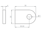 Edelstahl Anschweißlasche 30 x 20 x 4 mm, geschliffen, mit Rundloch, V2A