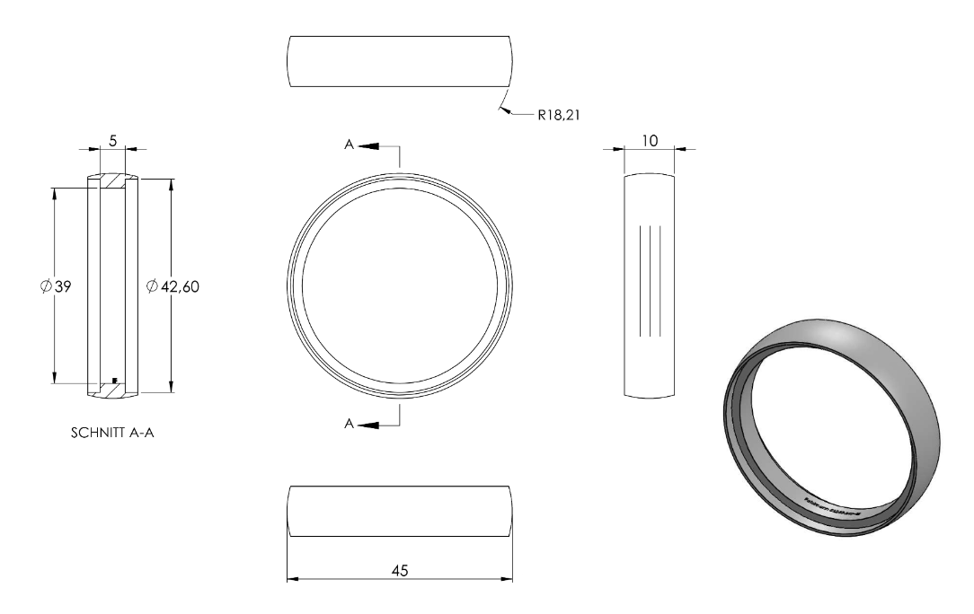 Zeichnung Verbindungsring für Rohr Ø 42,4 mm