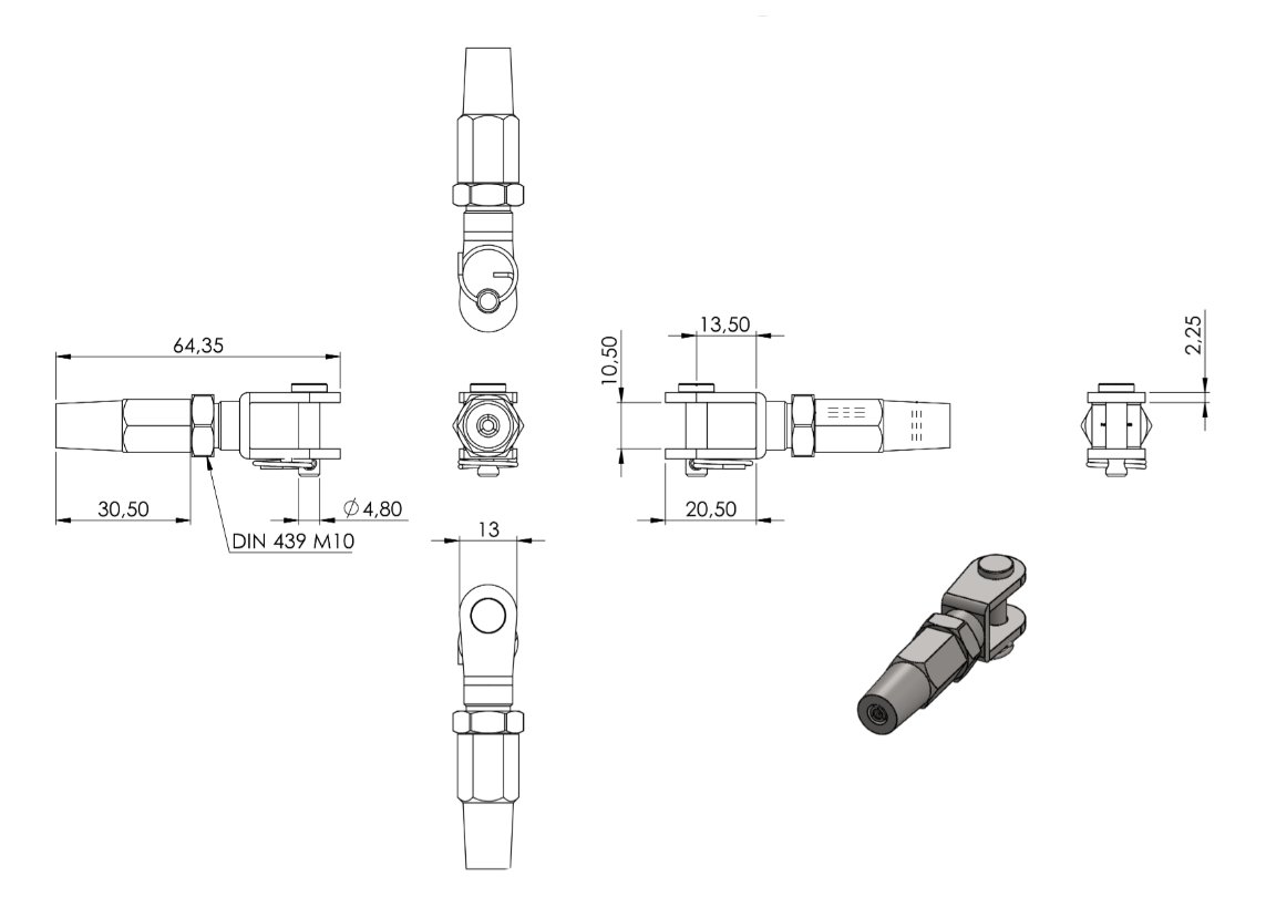 Zeichnung Gabelterminal für Seil Ø 3 mm