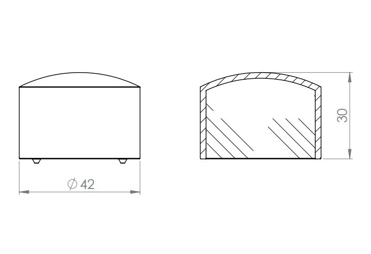 Endkappe für Holzhandlauf Ø 42 mm, leicht gewölbt, V2A