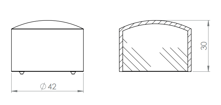 Endkappe für Holzhandlauf Ø 42 mm, leicht gewölbt, V2A