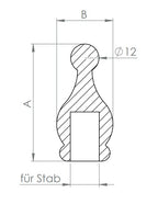 Edelstahl Zierspitze, hohl/gegossen, für Rundstäbe, zum Kleben, V2A
