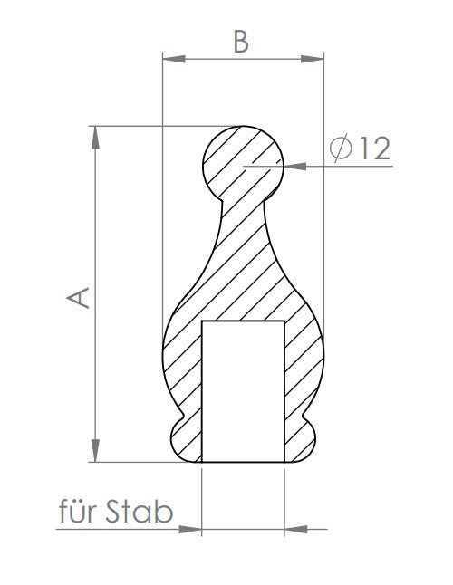 Edelstahl Zierspitze, hohl/gegossen, für Rundstäbe, zum Kleben, V2A